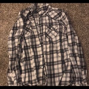 Snap-button down plaid flannel shirt